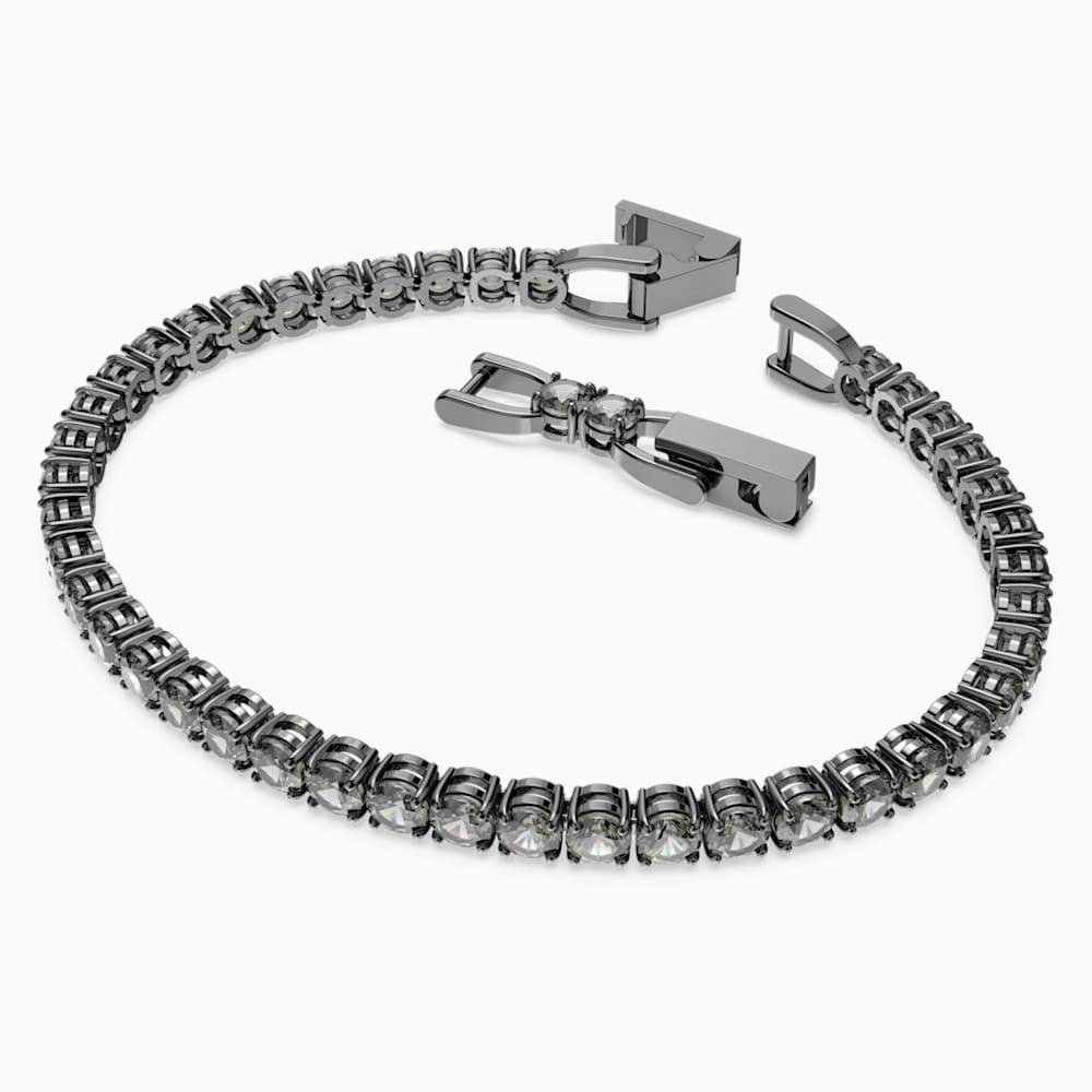 Tennis Deluxe Bracelet, Black, Ruthenium plated