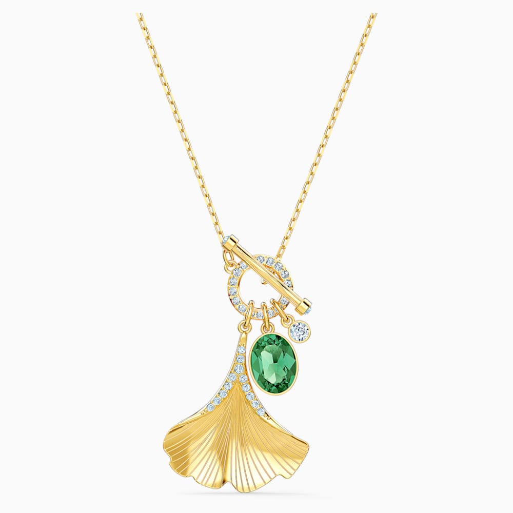 Stunning Ginko Kolye Yesil Altin Rengi Kaplama Swarovski Com