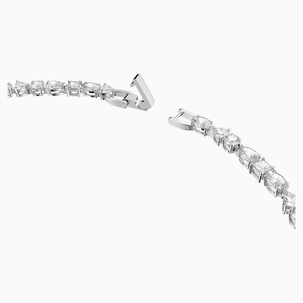 Tennis Deluxe Mixed V Necklace, White, Rhodium plated | Swarovski.com