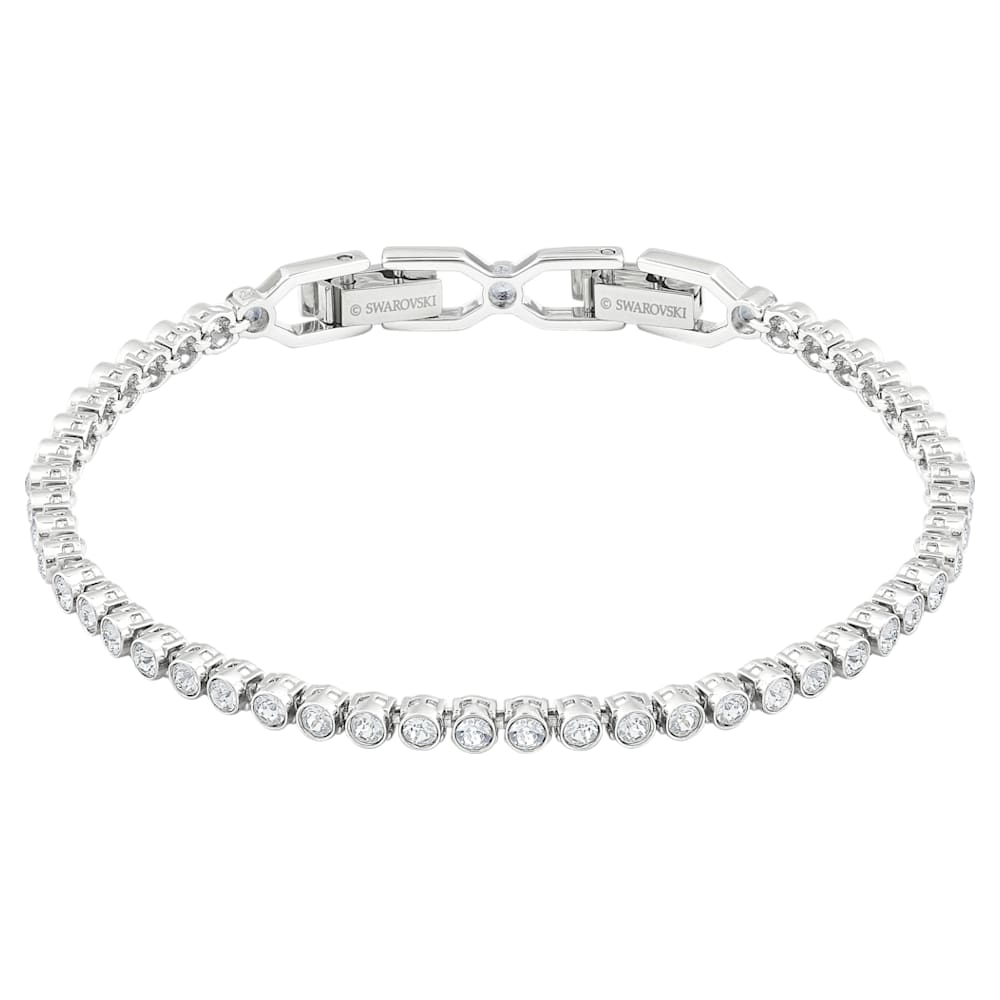 Emily Tennis bracelet, Round cut, White, Rhodium plated Emily Tennis bracelet, Round cut, White, Rhodium plated