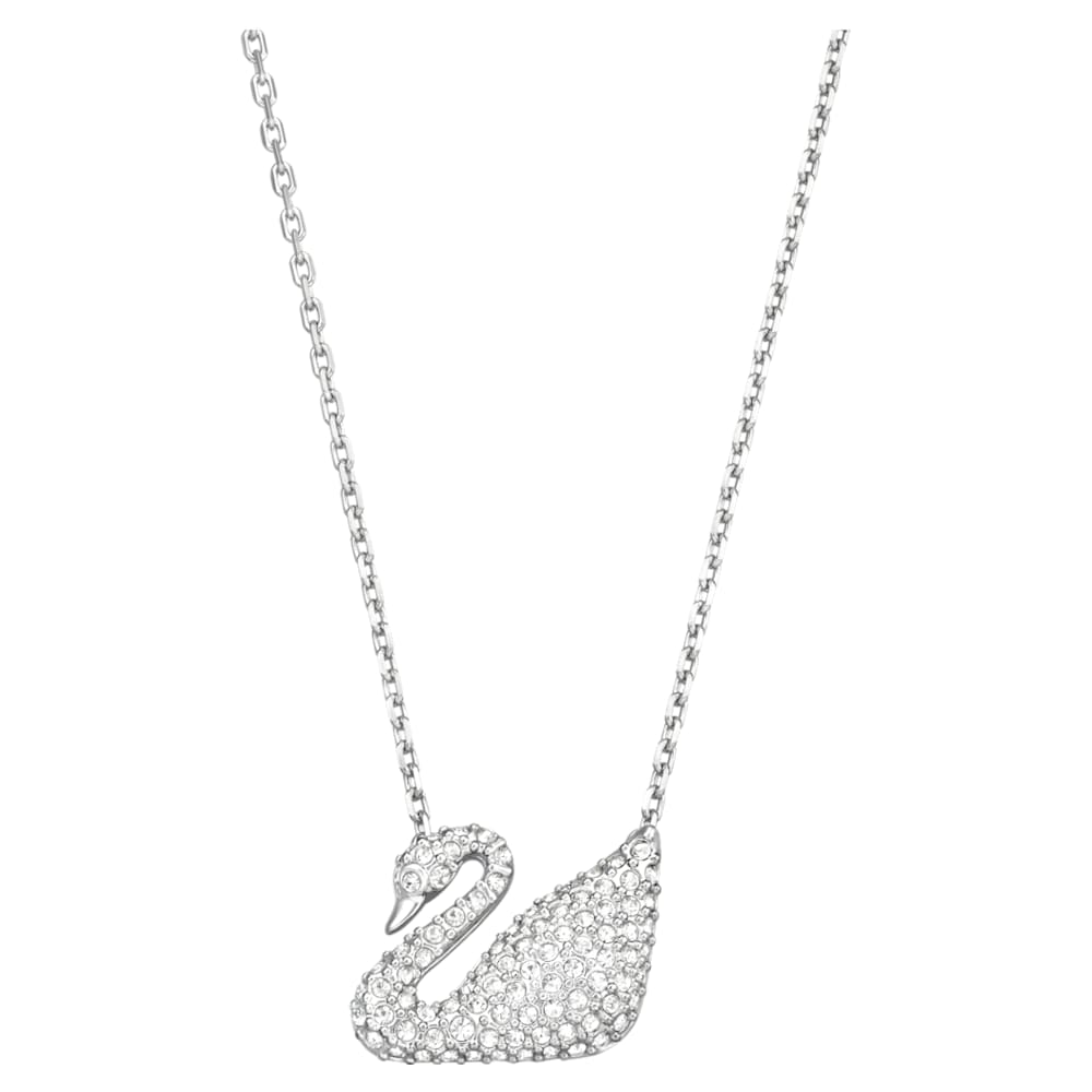 Swan necklace, Swan, White, Rhodium plated | Swarovski.com