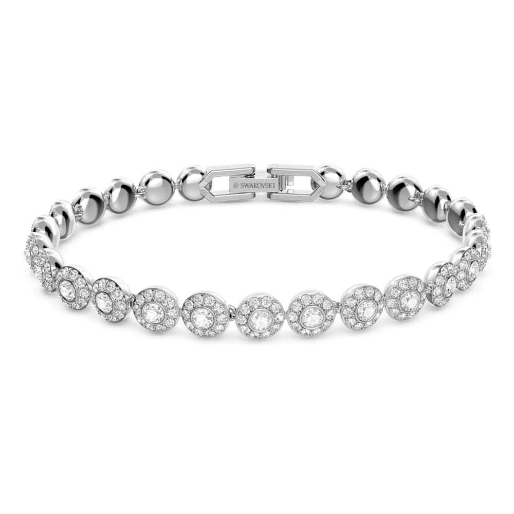 Angelic bracelet, Round, White, Rhodium plated | Swarovski.com