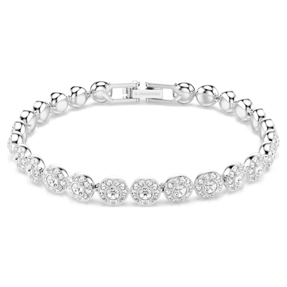 Una Angelic Tennisブレスレット, ラウンドカット, 小, ホワイト  