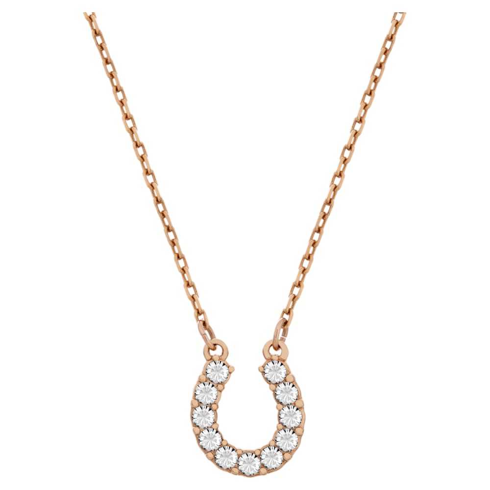 Towards necklace, Horse shoe, White, 18K rose gold finish | Swarovski