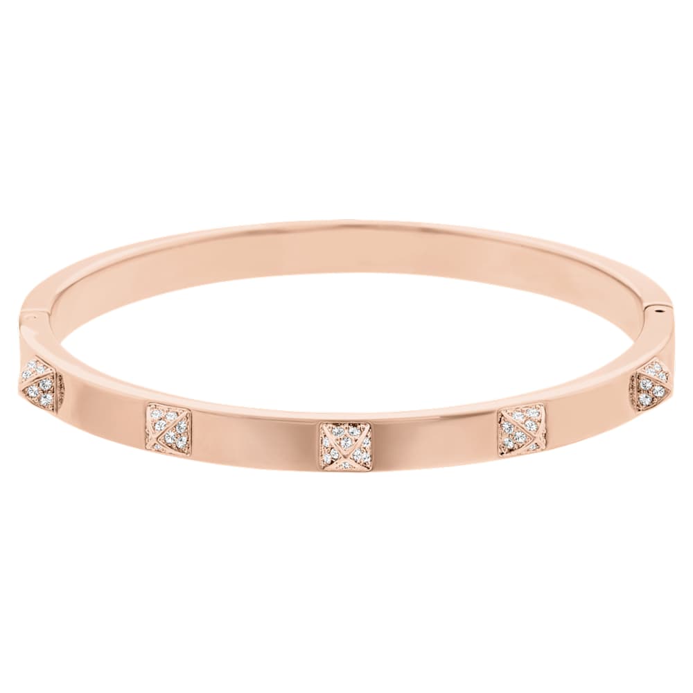 Dextera bangle, Pavé, White, Rose gold-tone plated | Swarovski