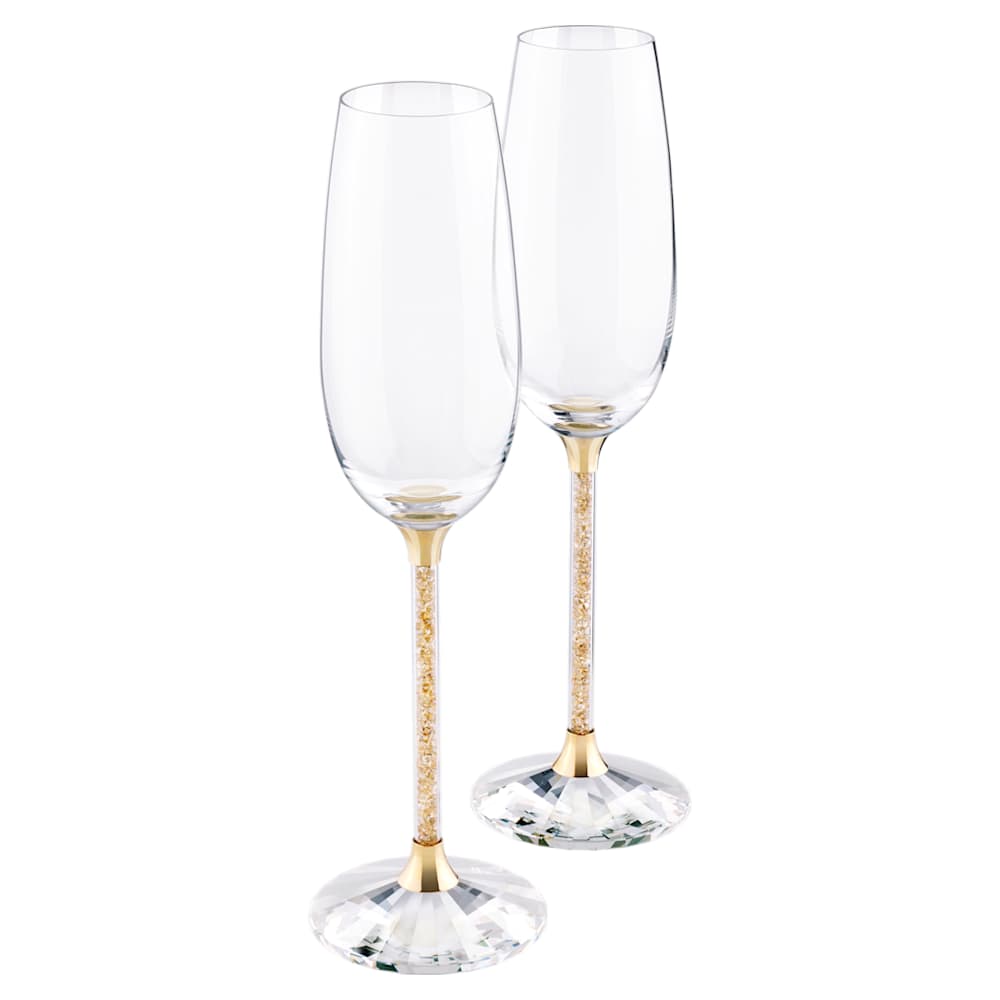 Crystalline Toasting Flutes Gold Tone Set of 2 Swarovski