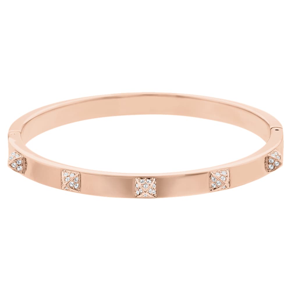 Dextera bangle, Pavé, White, Rose gold-tone plated | Swarovski