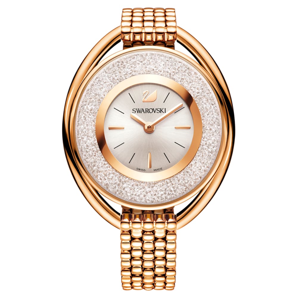 Crystalline Oval watch, Metal bracelet, Rose gold-tone, Rose gold-tone  finish