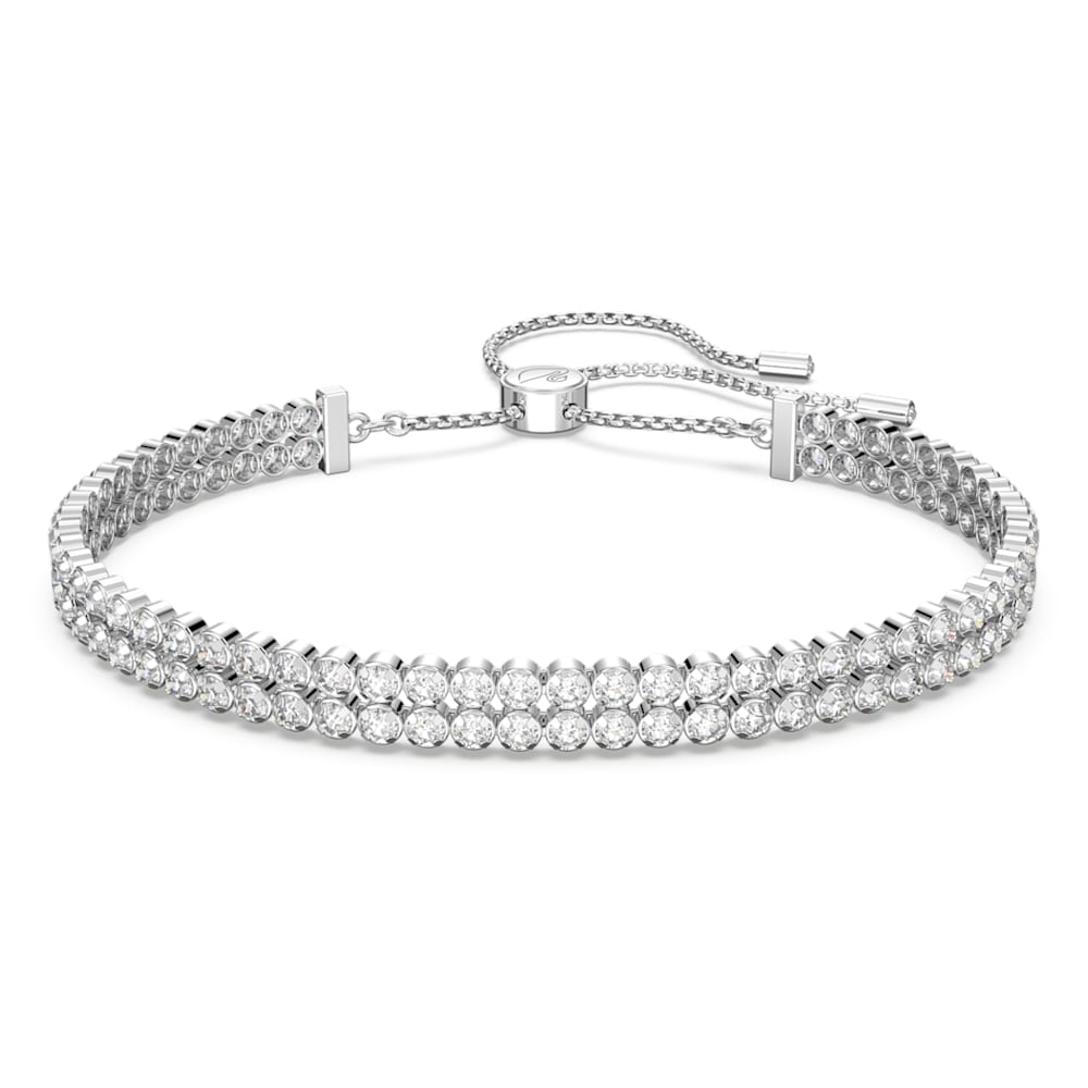 Subtle bracelet, Round cut, White, Rhodium plated | Swarovski
