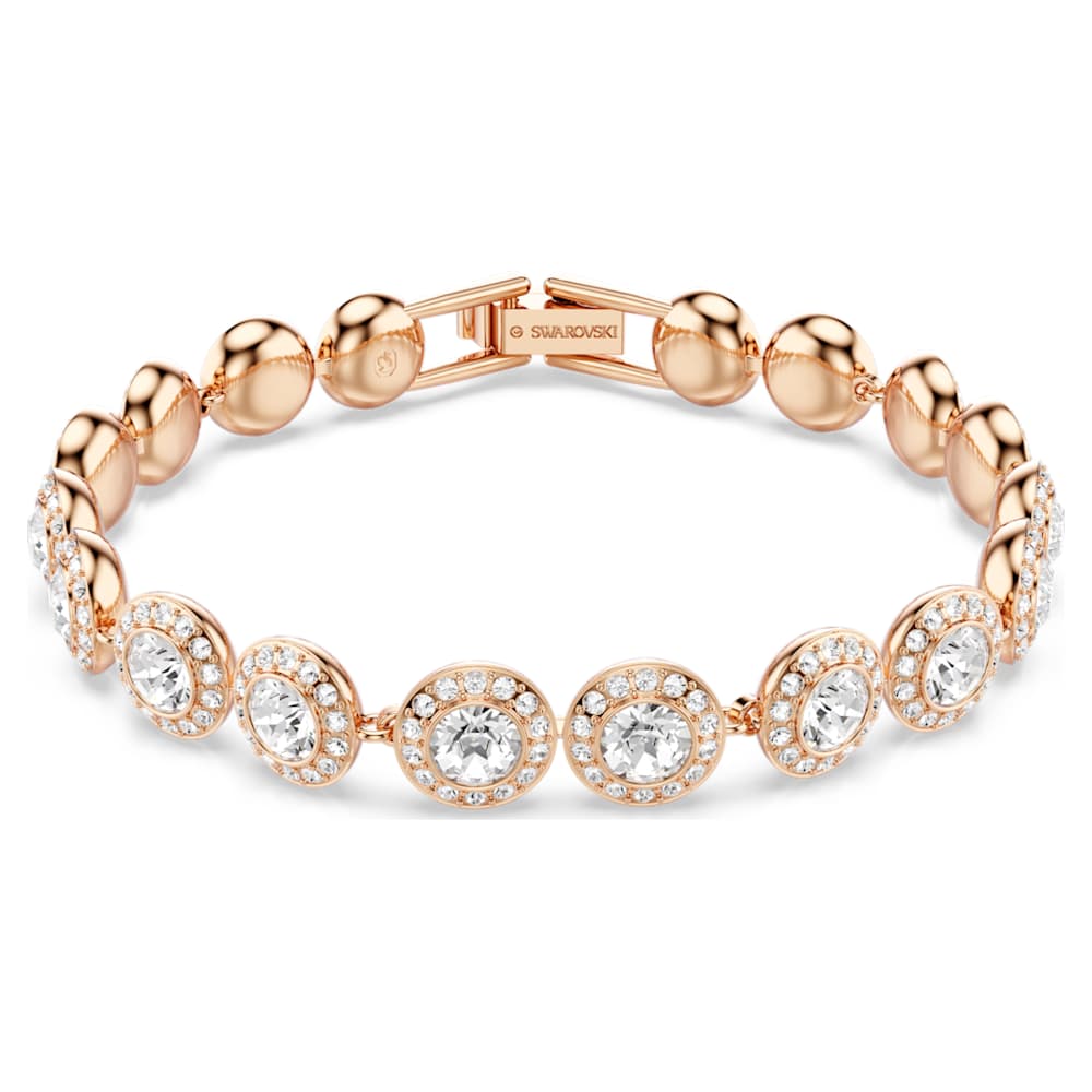Una Angelic bracelet, Round cut, Pavé, Medium, White, Rose gold