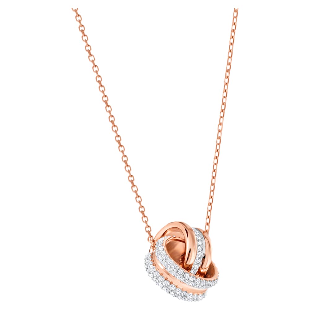 Further pendant, Pavé, Intertwined circles, White, Rose gold-tone ...
