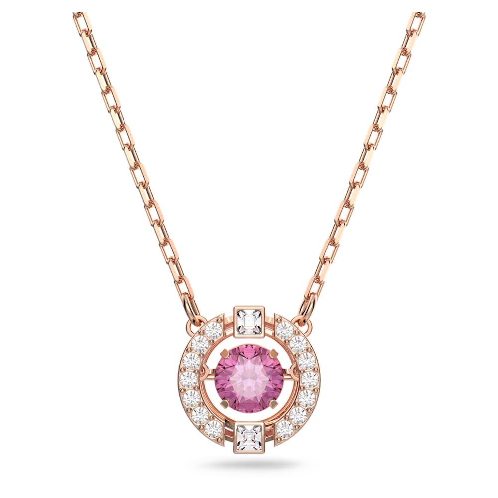 Swarovski Sparkling Dance necklace, Round cut, Red, Rose gold-tone plated
