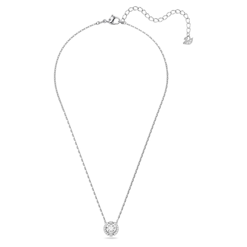 Swarovski Sparkling Dance necklace, Round cut, White, Rhodium plated ...