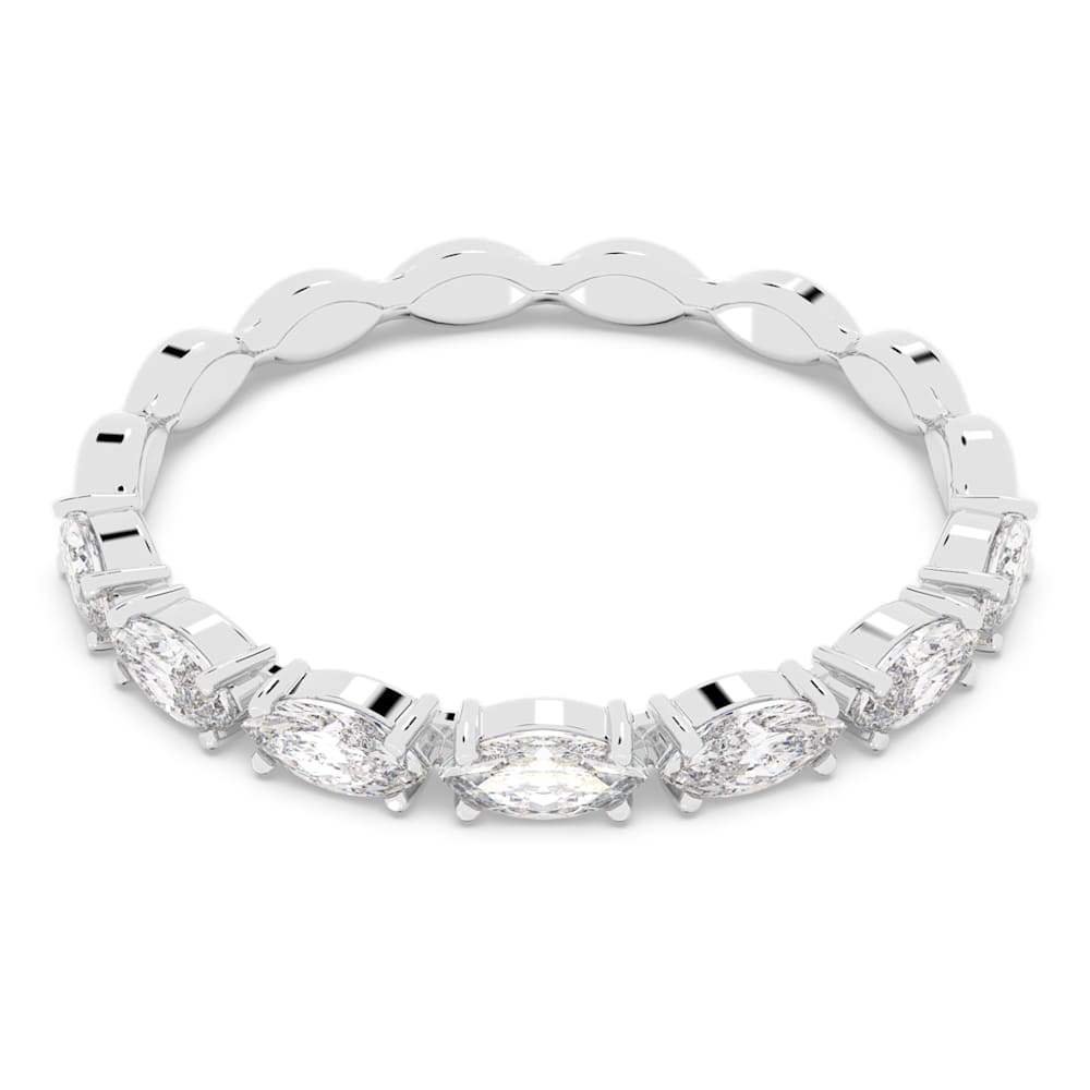 Bague Princesse Kate En Argent 925 Rhodié - Saphir Marquise Et CZ - Taille 50