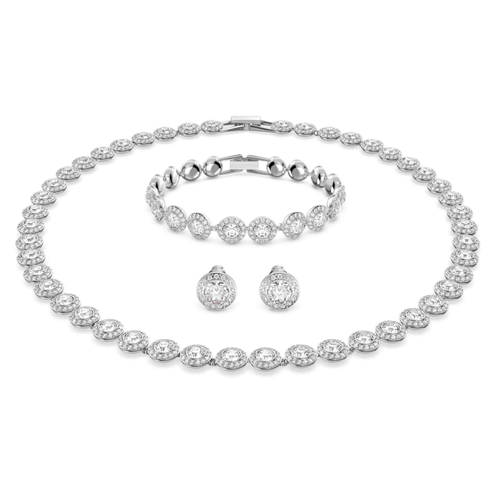 Una Angelic set Round cut White Rhodium plated Swarovski
