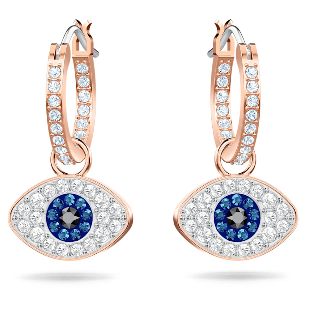 Anneaux d oreilles Symbolica il porte bonheur Bleues Placage de ton or rose
