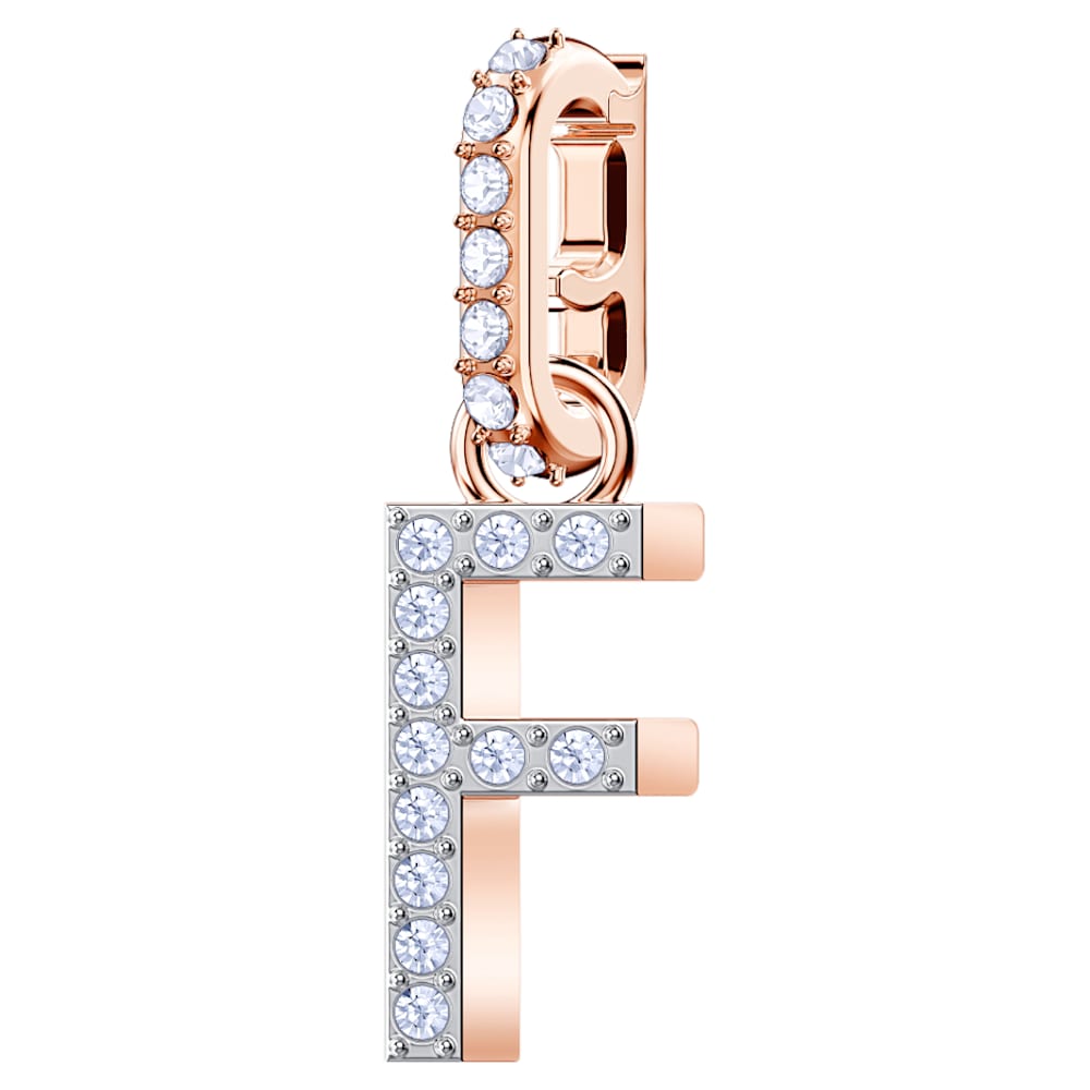 Swarovski Remix Collection Charm F, White, Rose-gold tone plated