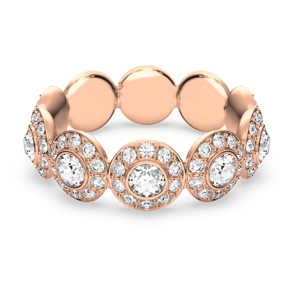 Angelic ring, Round cut, Pavé, White, Rose gold-tone plated 