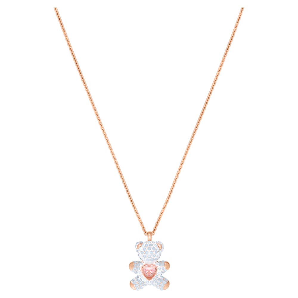 Teddy pendant, Bear, White, 18K rose gold finish | Swarovski