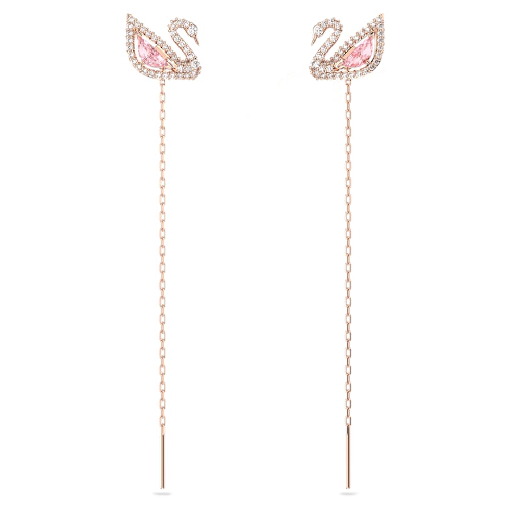 Swarovski Dazzling Rose Goldplated Crystal Swan Drop Earrings Gold