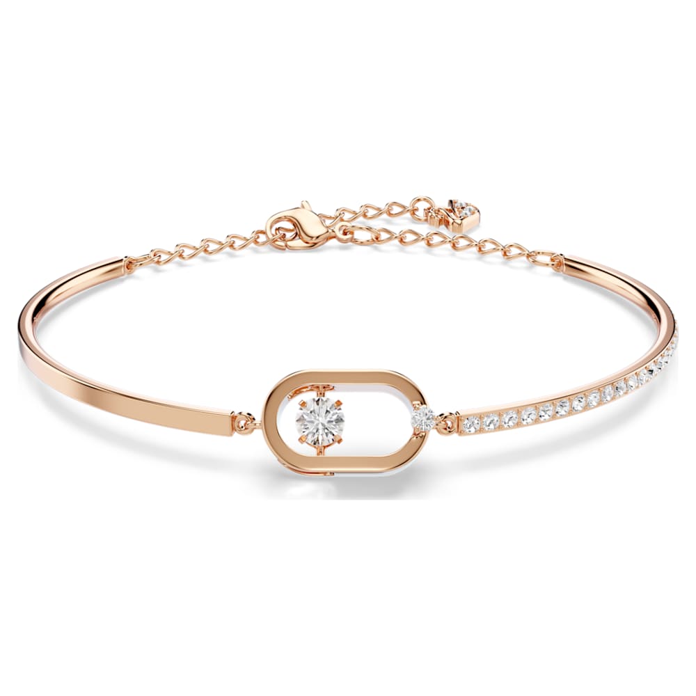 Una bracelet, Round cut, Oval shape, White, 18K rose gold finish