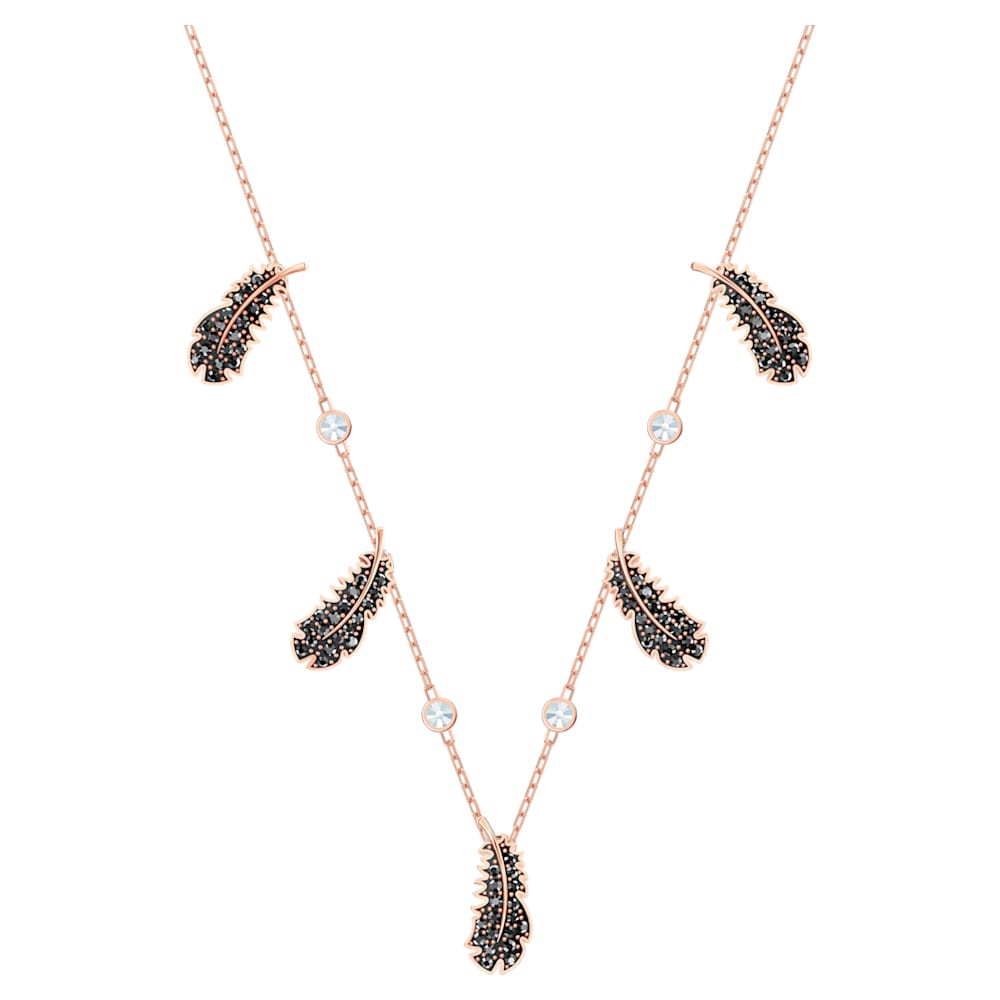 Naughty choker, Black, Rose gold-tone 