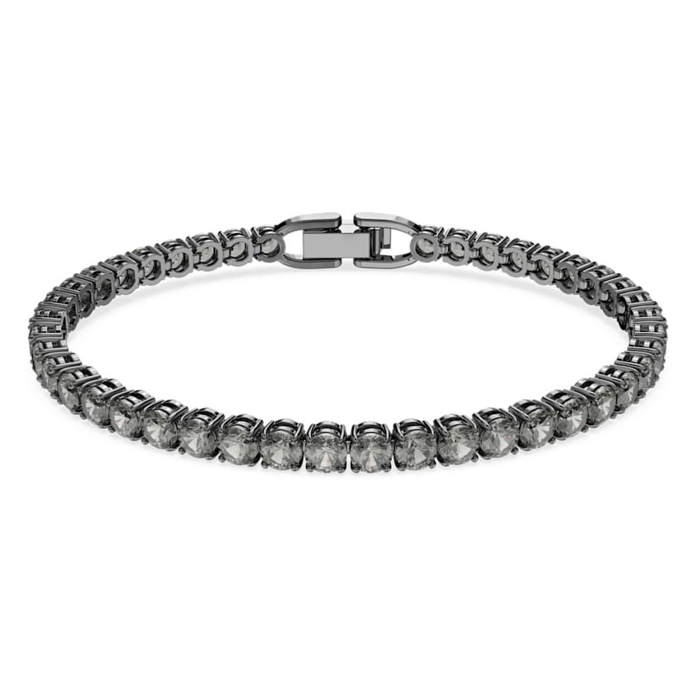 Matrix Tennis bracelet, Round cut, Gray, Ruthenium plated | Swarovski Matrix Tennis bracelet, Round cut, Gray, Ruthenium plated | Swarovski