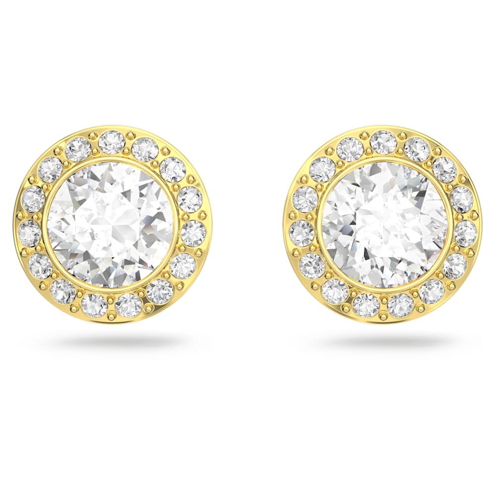 Knipoog Dicht Het spijt me Angelic stud earrings, Round cut, White, Gold-tone plated | Swarovski