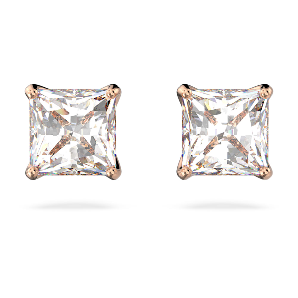 Sparkling Infinity Stud Earrings, Rose gold plated
