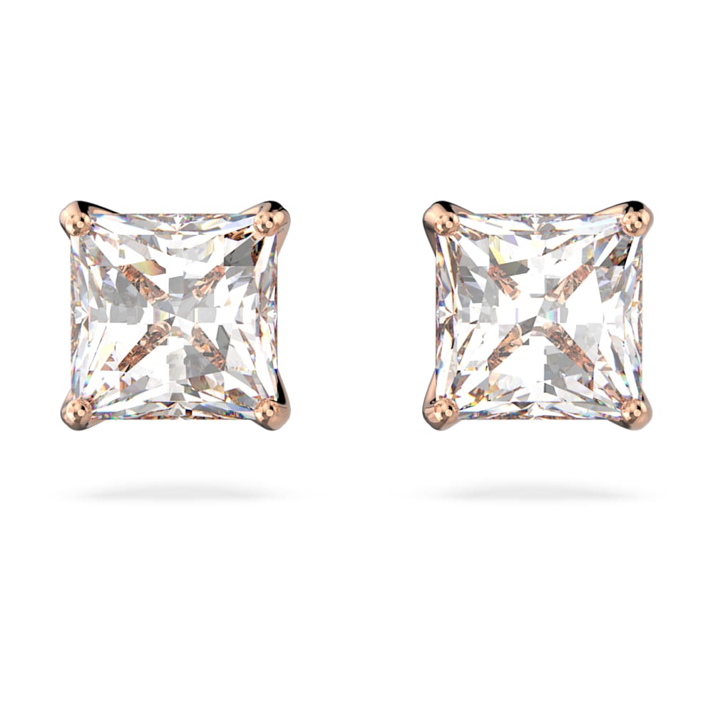 Orecchini A Borchia Cubo 5mm In Argento Sterling Bagnato Oro Rosa - Eleganti E Minimal