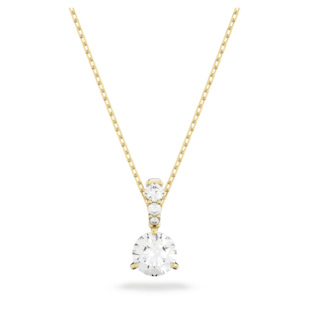 Colgante Solitaire Talla redonda Blanco Ba o tono oro Swarovski