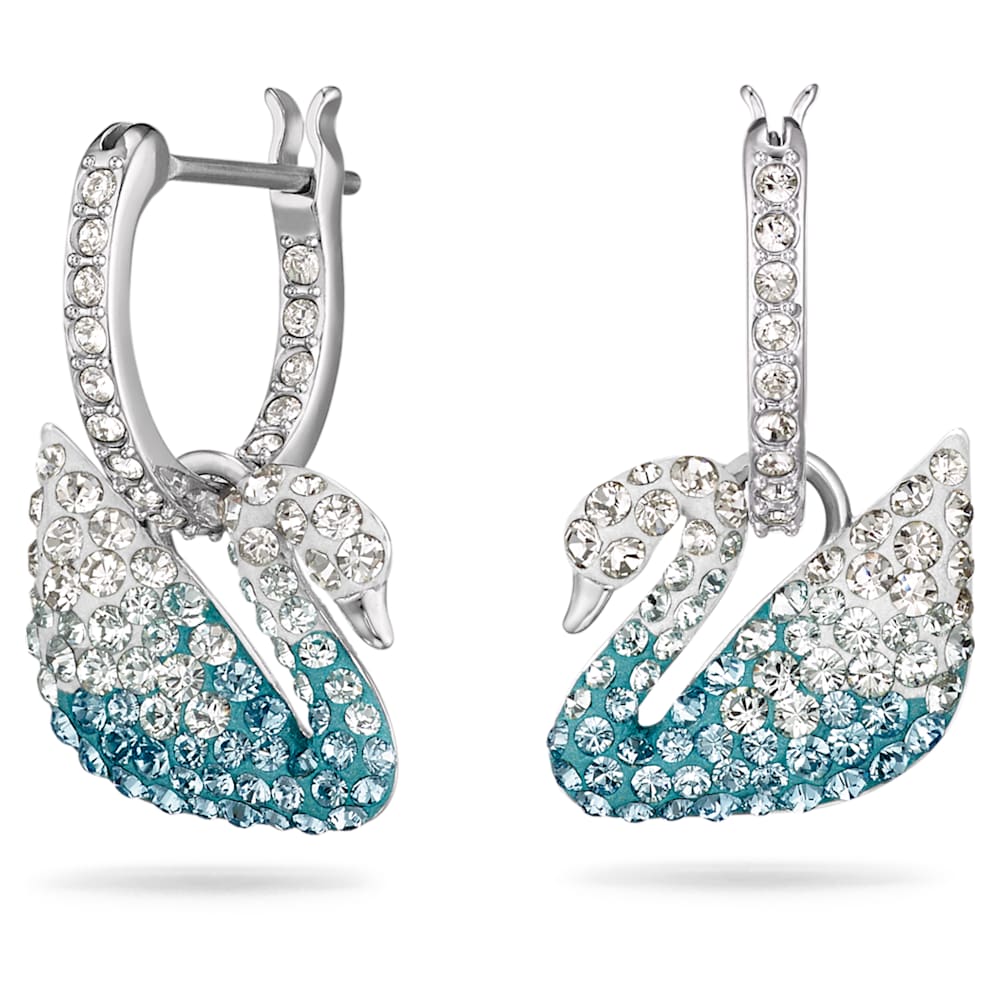 Swarovski Iconic Swan Pierced Earrings, Multi-colored, Rhodium plated ...