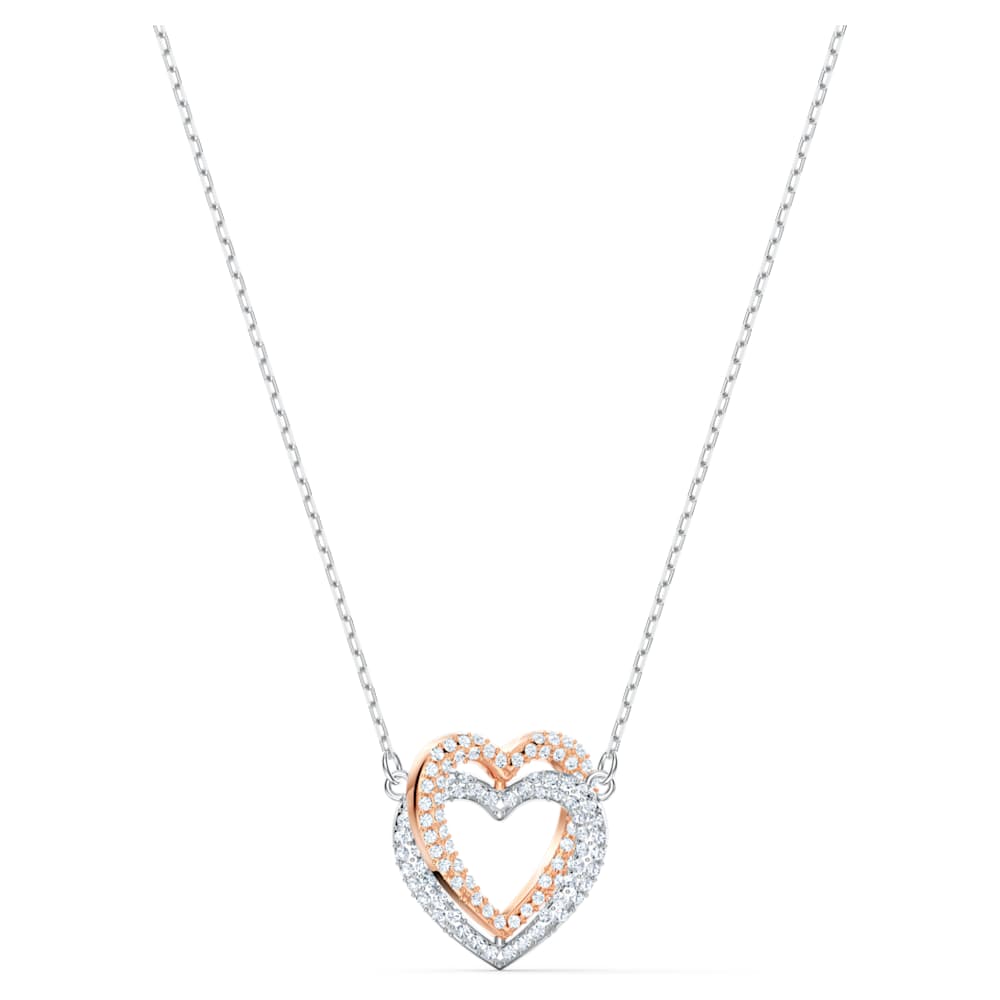 Hyperbola necklace, Heart, White, Mixed metal finish | Swarovski