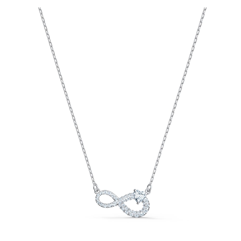 Collier Swarovski Infinity, blanc, métal rhodié