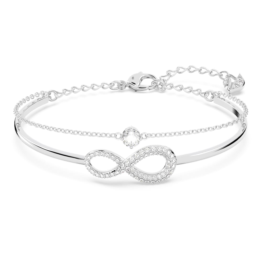 Swarovski Infinity bangle, Infinity, White, Rhodium plated | Swarovski