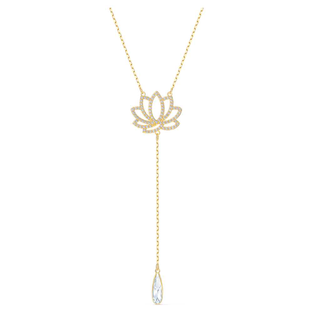 Collier Swarovski Symbolic Lotus, blanc, métal doré