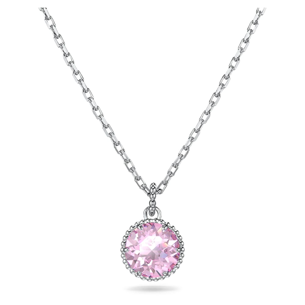 Swarovski Rhodium-plated Christie Oval Pendant Necklace in Pink | Lyst