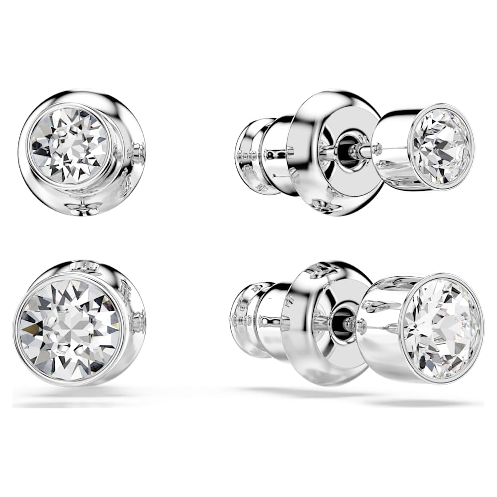 Harley Pierced Earring Set, White, Rhodium plated | Swarovski.com