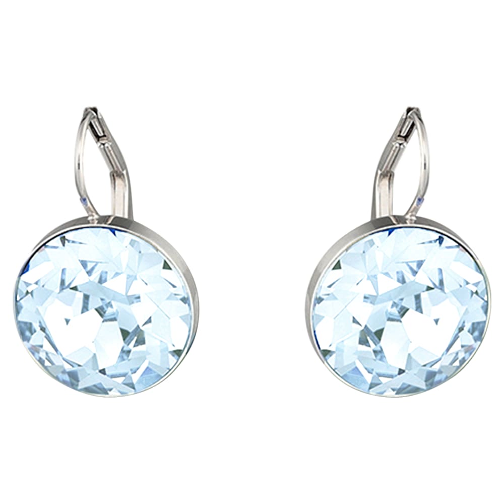 Buy Swarovski Hollow drop earrings, Long, Blue, Rhodium plated
