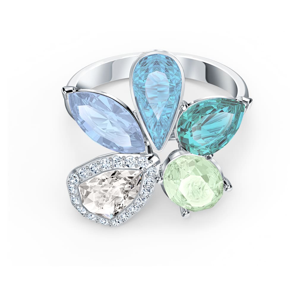 Sunny ring, Light multicolored, Rhodium 