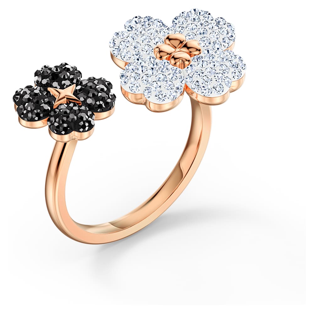 Latisha Ring, Black, Rose-gold tone plated - Swarovski, 5534946