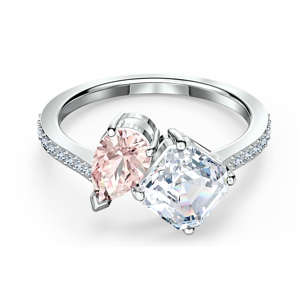 Attract Soul ring, Pink, Rhodium plated 