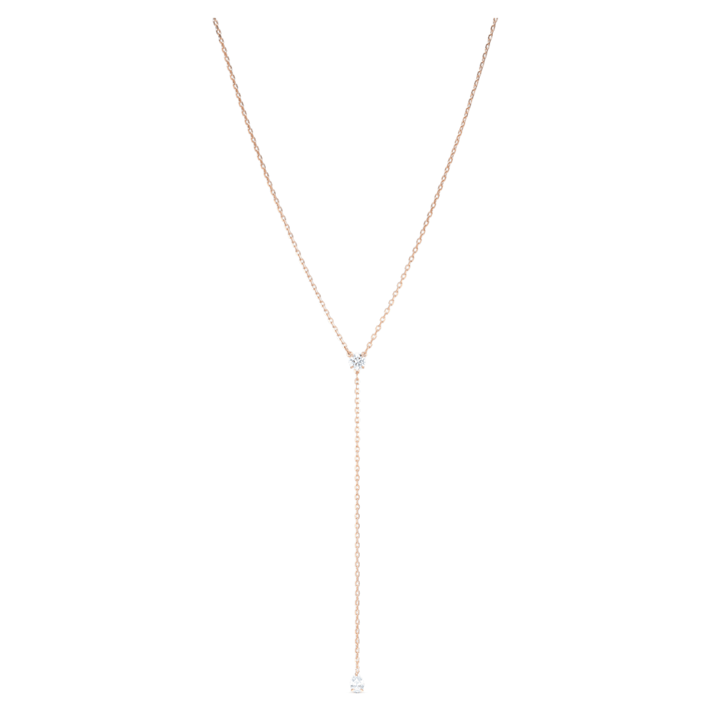 Attract Soul Y necklace, White, Rose gold-tone plated