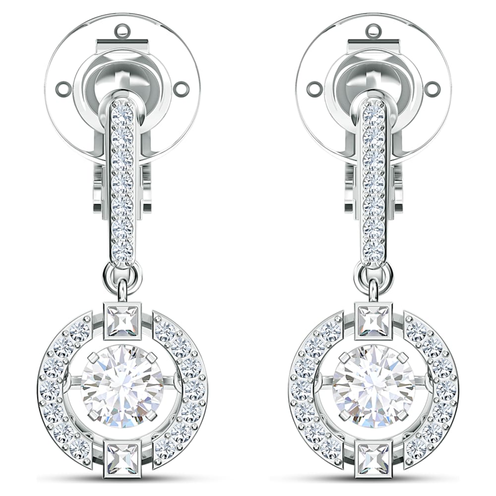 Una クリップイヤリング, ミックスカット, ホワイト, ロジウム・プレーティング | Swarovski