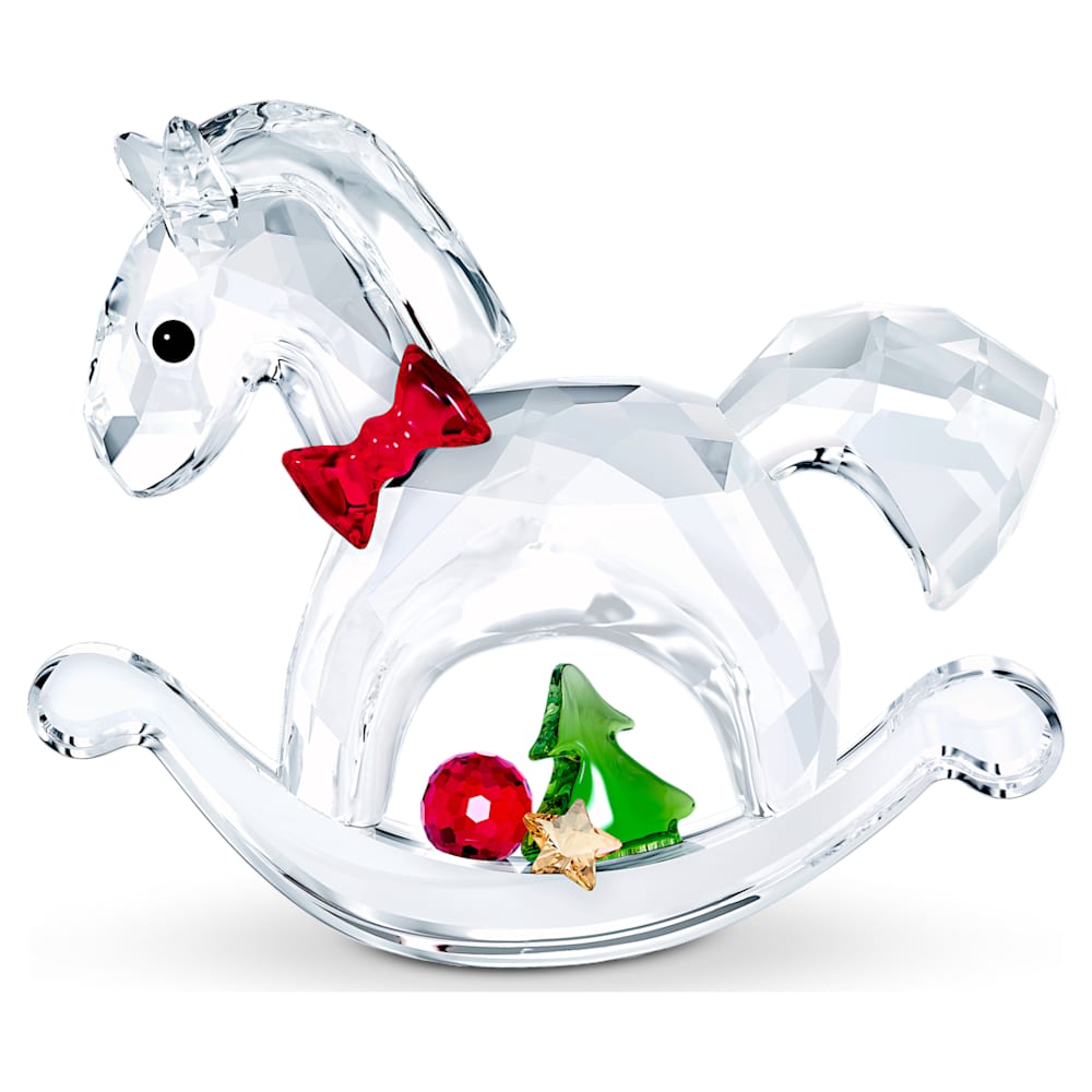 STUNNING GORGEOUS WHITE ENAMEL & CRYSTAL ROCKING HORSE EUROPEAN DANGLE CHARMS 