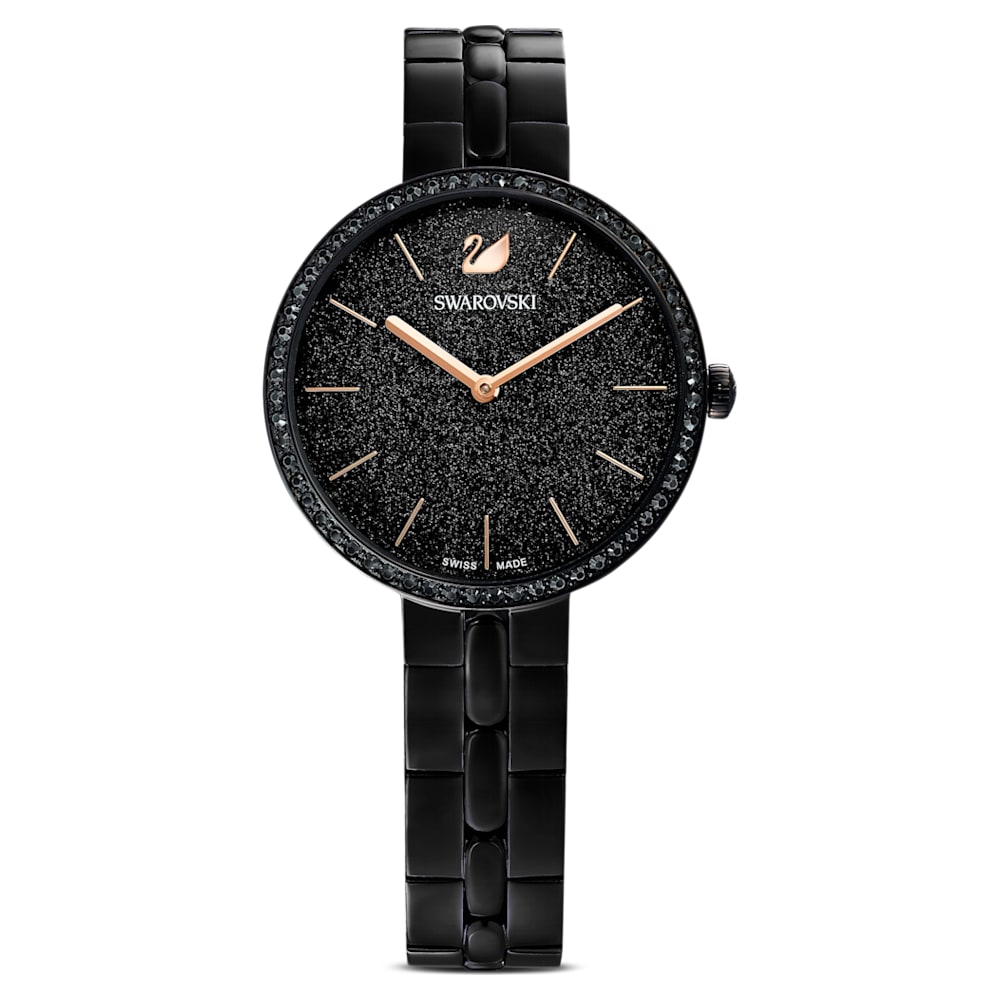 Hobart Klem Yoghurt Cosmopolitan watch, Swiss Made, Metal bracelet, Black, Black finish |  Swarovski