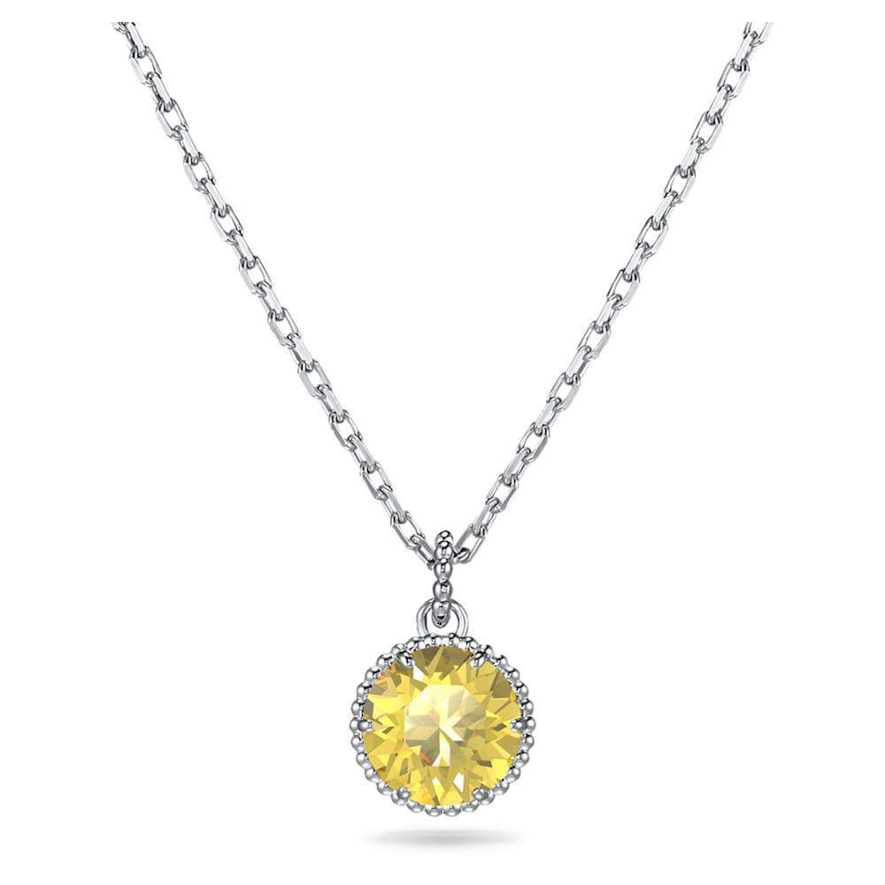 Gift For WomenLadiesMom Sparkling Citrine Sterling Silver PendantNecklace November Birthstone Diamond Shape Cluster