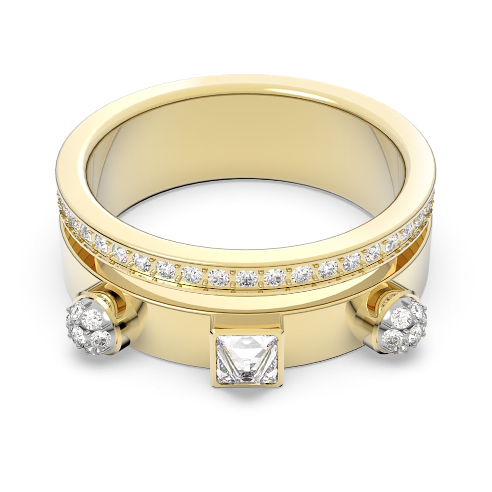 Thrilling ring, Mixed cuts, White, Gold-tone plated