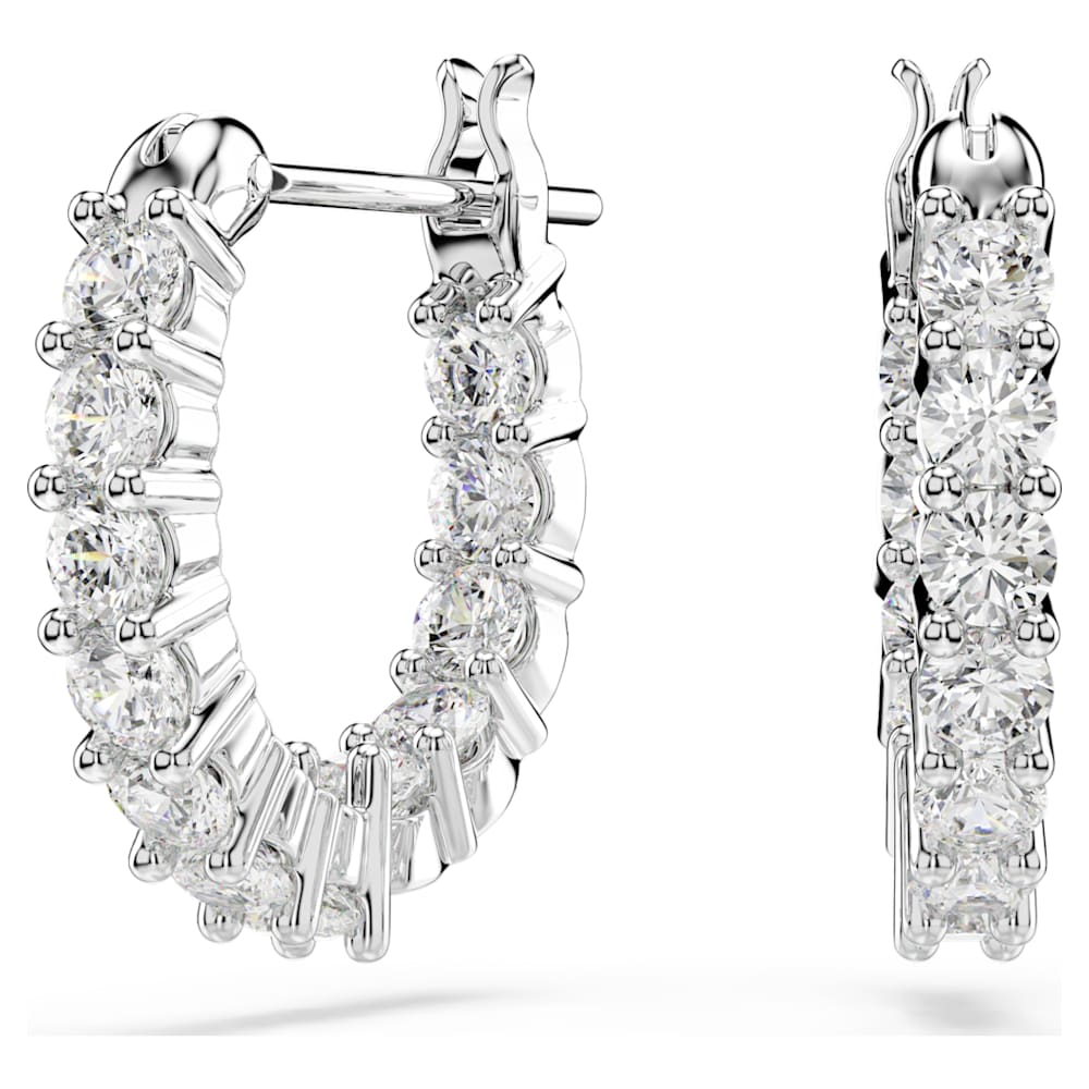 ◎ SWAROVSKI スワロフスキー フープピアス5416155 ホワイト Attract Trilogy フープピアス, ラウンドカット, ホワイト