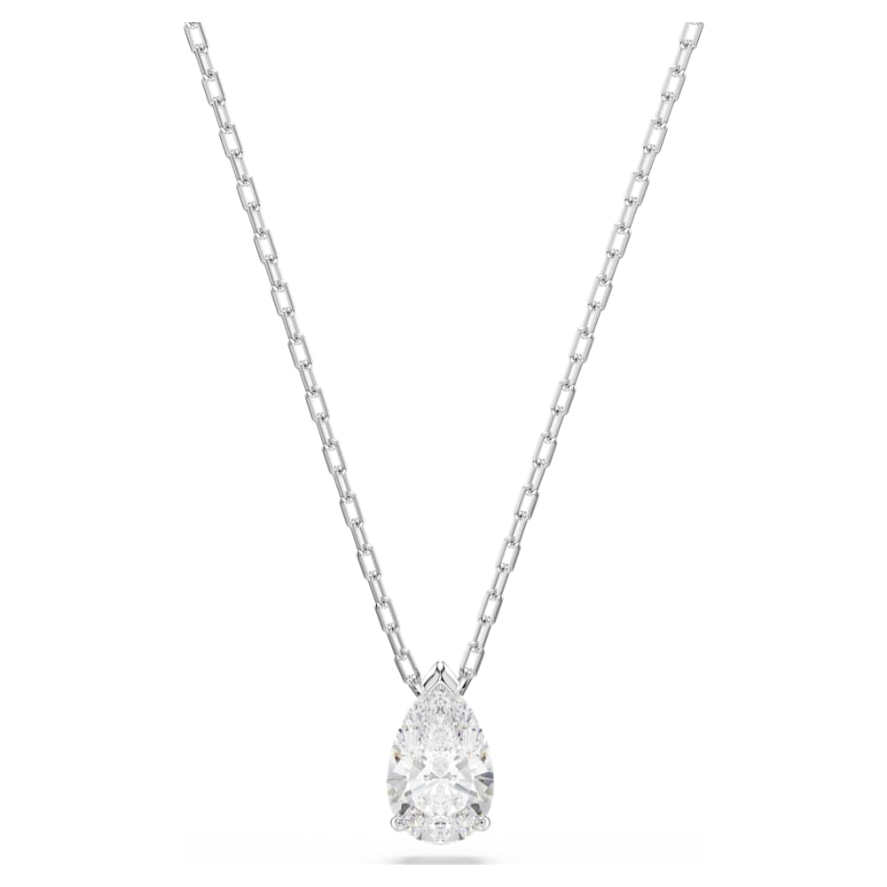 Stilla Attract necklace, White, Rhodium plated | Swarovski